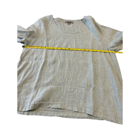 FLAX 100% Linen Oversized Long Sleeve Striped Blouse Top Size L Beachy - Picture 5 of 6